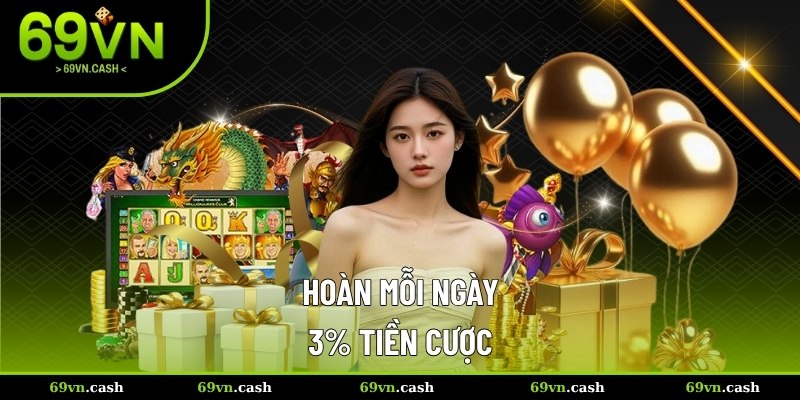 Thưởng hoàn trả 3% mỗi ngày dựa trên tổng cược